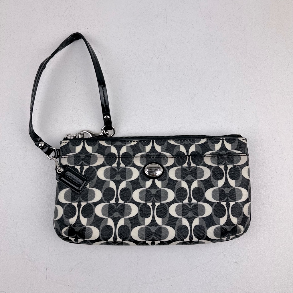 Coach Wristlet Dream C Logo In Coated Canvas Black Gray White
